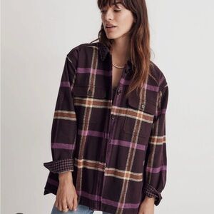 Madewell Rigby Shirt-Jacket in Plaid, Shacket, Spiced Raisen, NWT, Size Medium